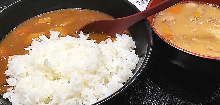 吉野家のカレーと豚汁。日本は食べ物が安い！
