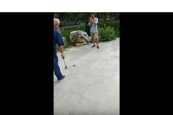 達筆すぎる！ 中国のおじいさんが「水で」さらさらっと地面に書いた文字に感動♪