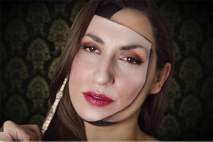 これはダマされる！「仮面を着けてる風メイク」が完成するまでの動画が凄いと話題♪