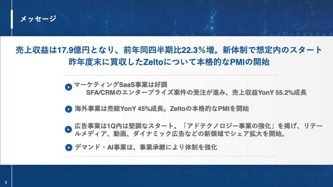 【QAあり】ジーニー、エンタープライズ案件の受注が進み、マーケティングSaaS事業の売上収益は前年比+55.2％