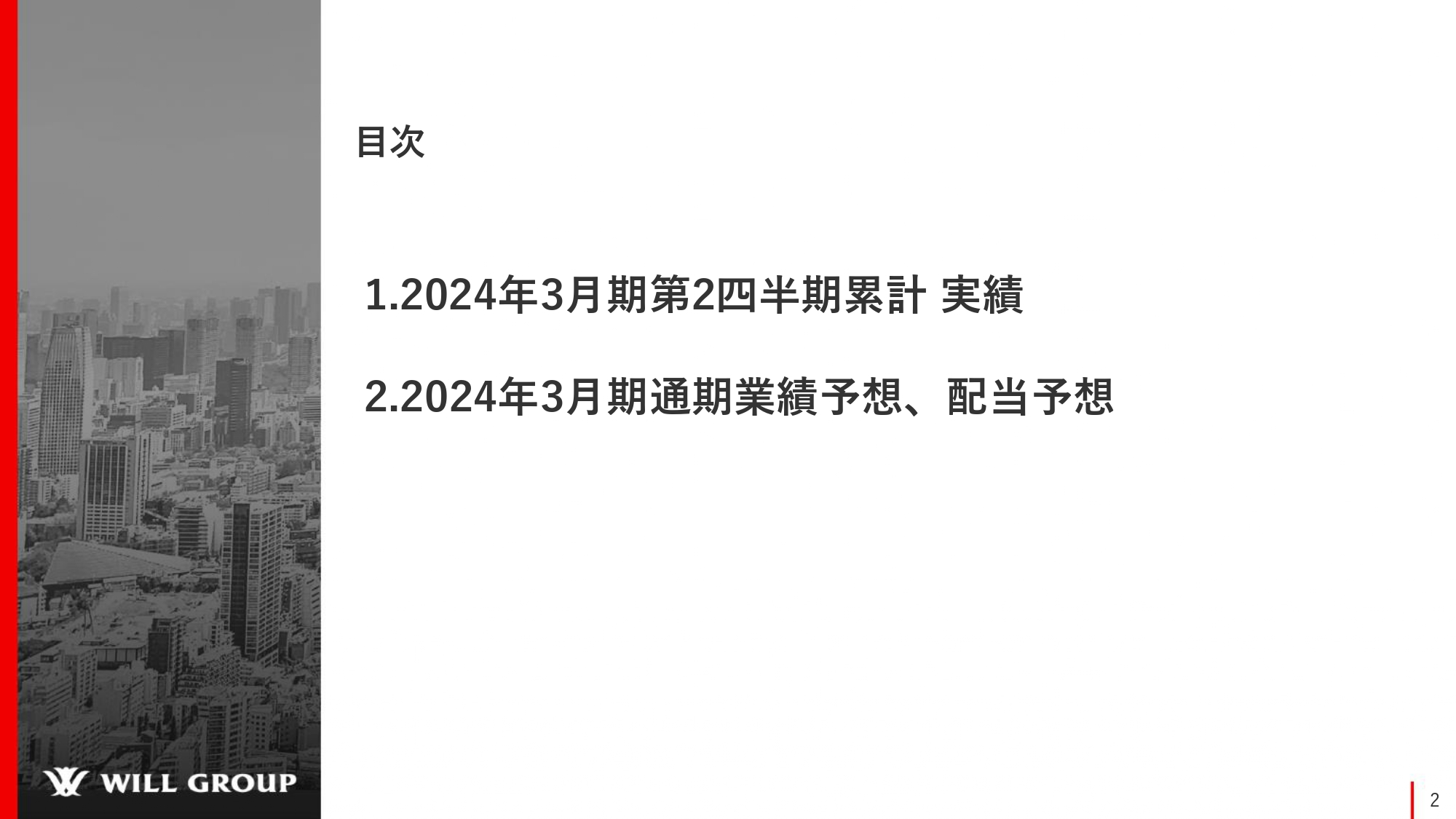 【QAあり】ウィルグループ、2Qの予想比に対しプラスで着地　国内WORK事業が海外WORK事業のビハインドをカバー