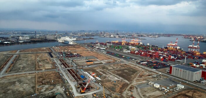 Yumeshima,osaka,,Japan,march03,2022:,,View,From,The,Yumeshima,,Drone,View,,Aerial