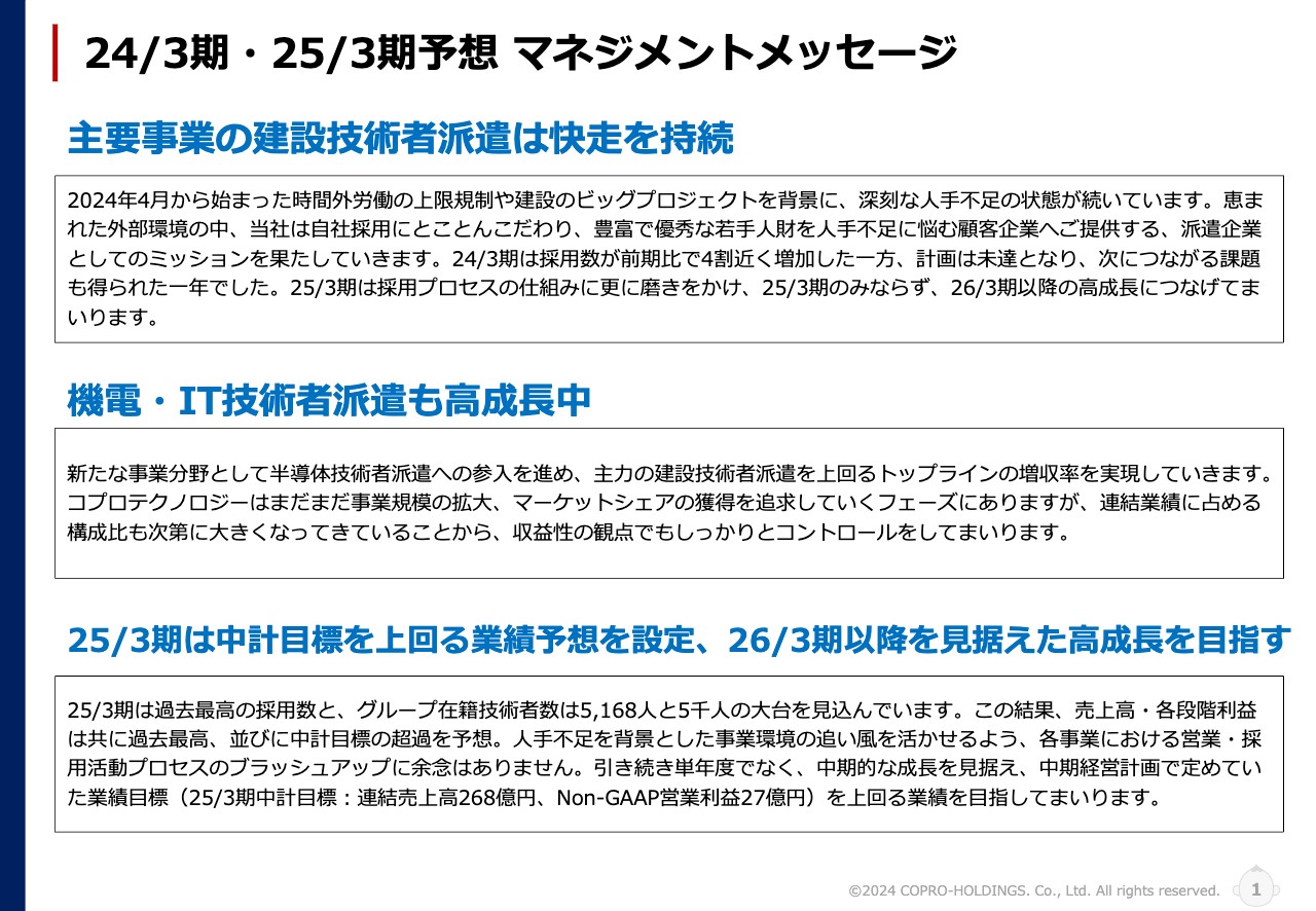 【QAあり】コプロHD、業務効率化による収益性の向上で各段階利益で前年比大幅増　在籍技術者数は+893人で過去最高