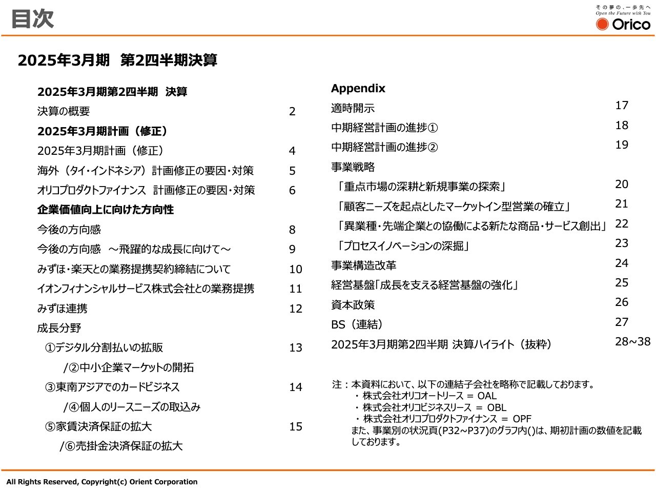 【QAあり】オリコ、みずほ・楽天・イオンと連携し、デジタル分割払いの拡販や中小企業マーケットの開拓等に注力