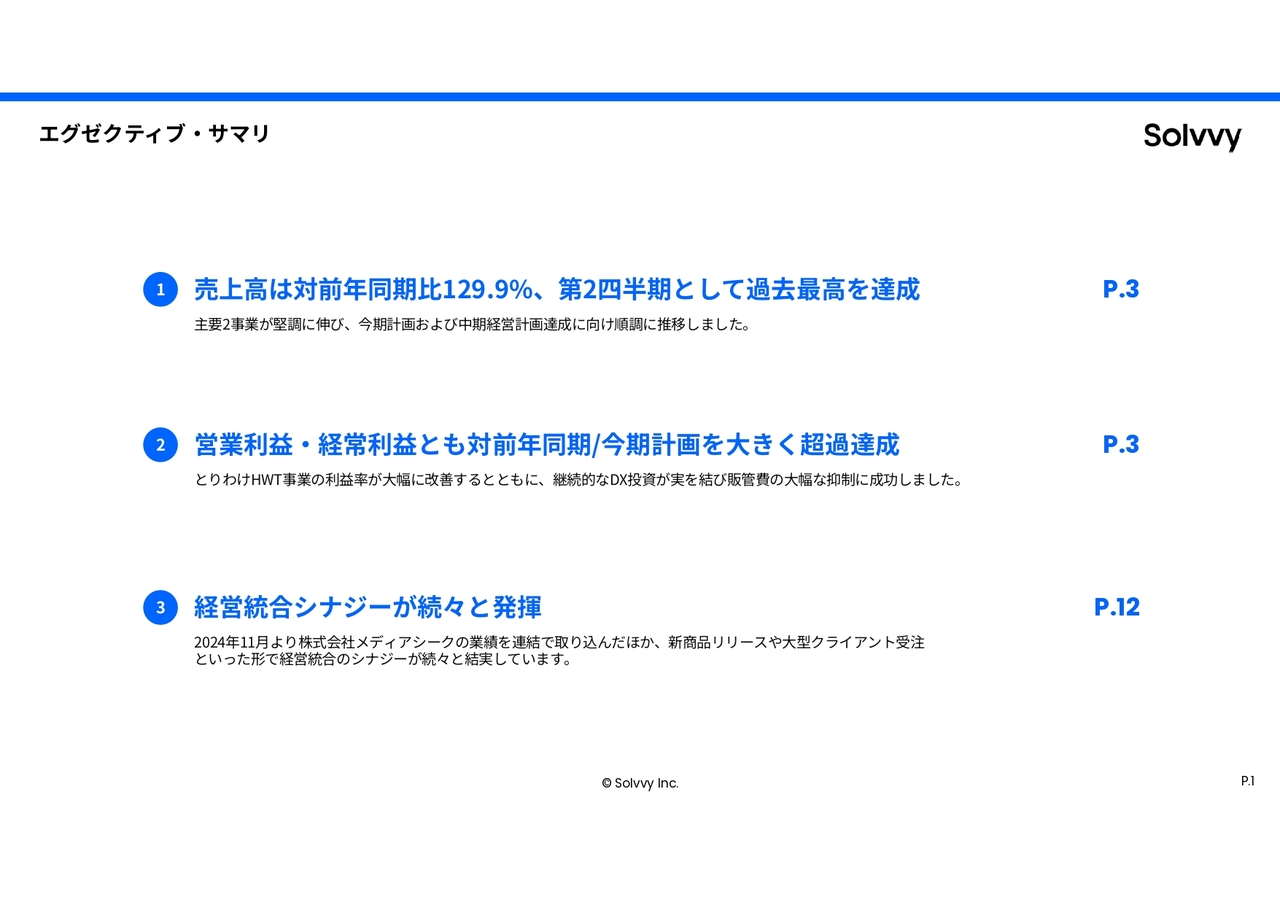 Solvvy、2Qは前年比で大幅な増収増益　HWT・EXT両事業の伸長と経営統合によるシナジー効果発現が業績に寄与
