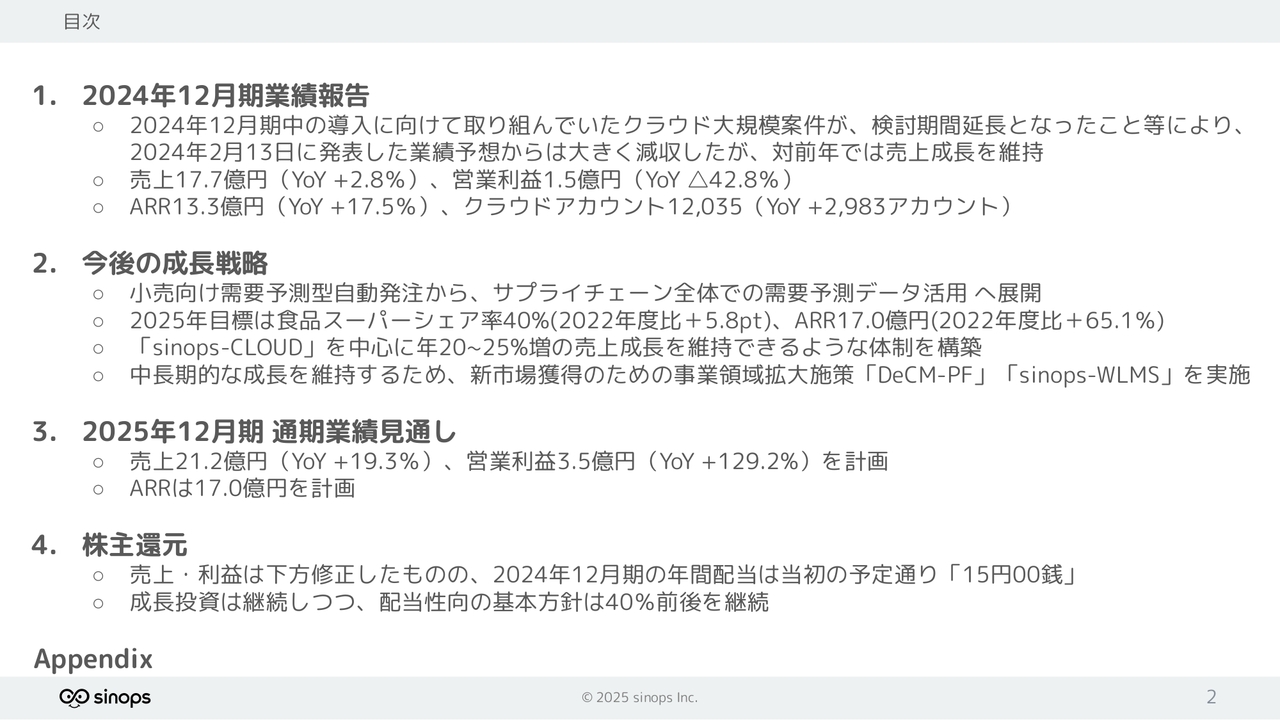【QAあり】シノプス、クラウド大規模案件の延期が影響も売上成長を維持　ARRは修正計画に対しほぼ目標どおり進捗