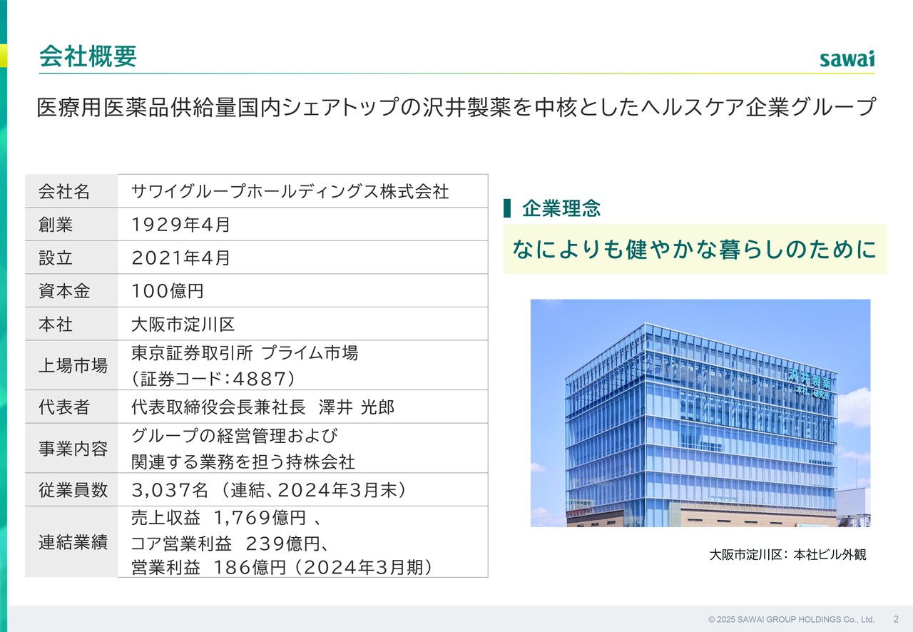 【QAあり】サワイグループHD、業界再編をチャンスに　先行投資で圧倒的地位を築き、中長期成長とシェア拡大を狙う