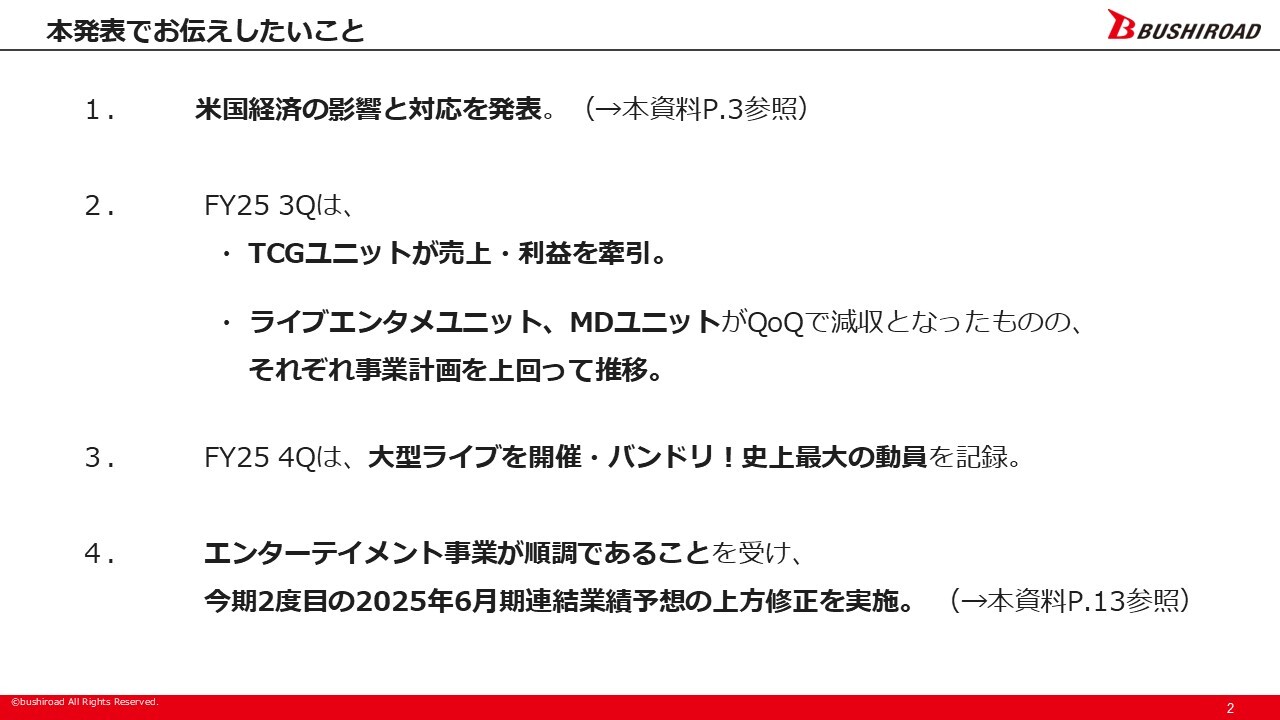 【QAあり】ブシロード、TCGが牽引、バンドリ！好評で再上方修正　通期売上高535億円、営業利益41.5億円へ