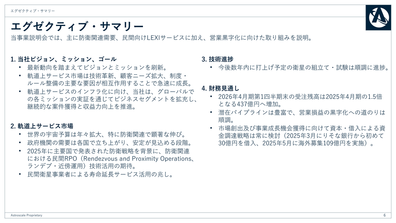【QAあり】アストロスケールHD、防衛関連と民間需要の事業機会が拡大　黒字化に向けた取組みも推進