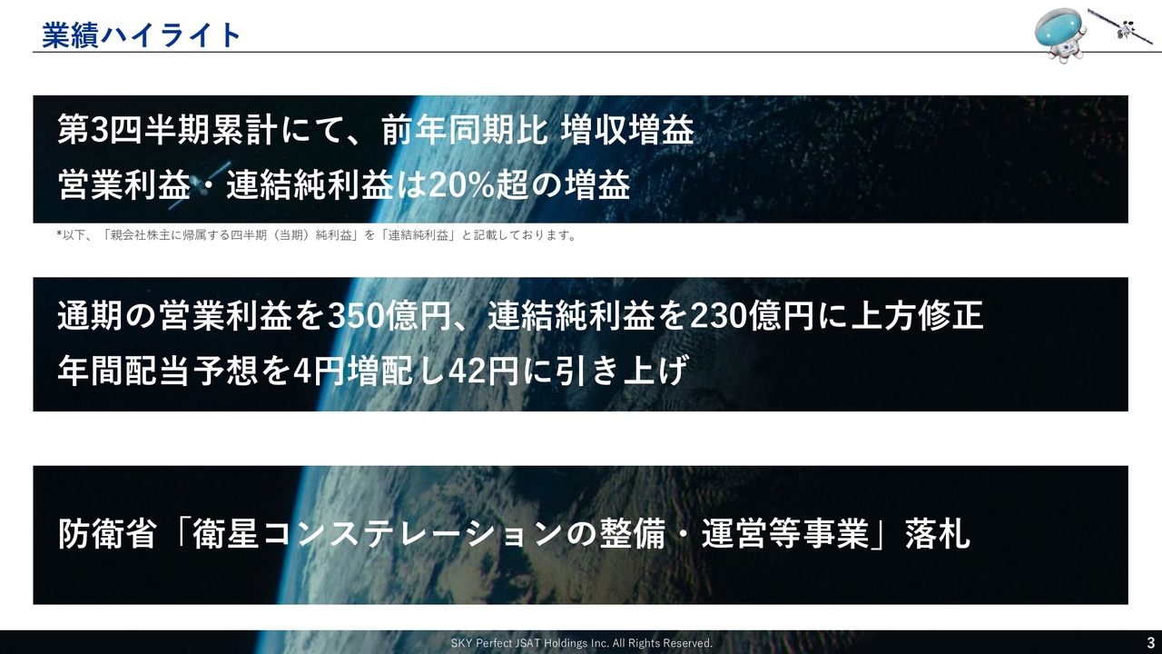 スカパーJSATHD、通期予想を上方修正、上場来最高益を見込む　年間配当予想を4円増配し42円に引き上げ