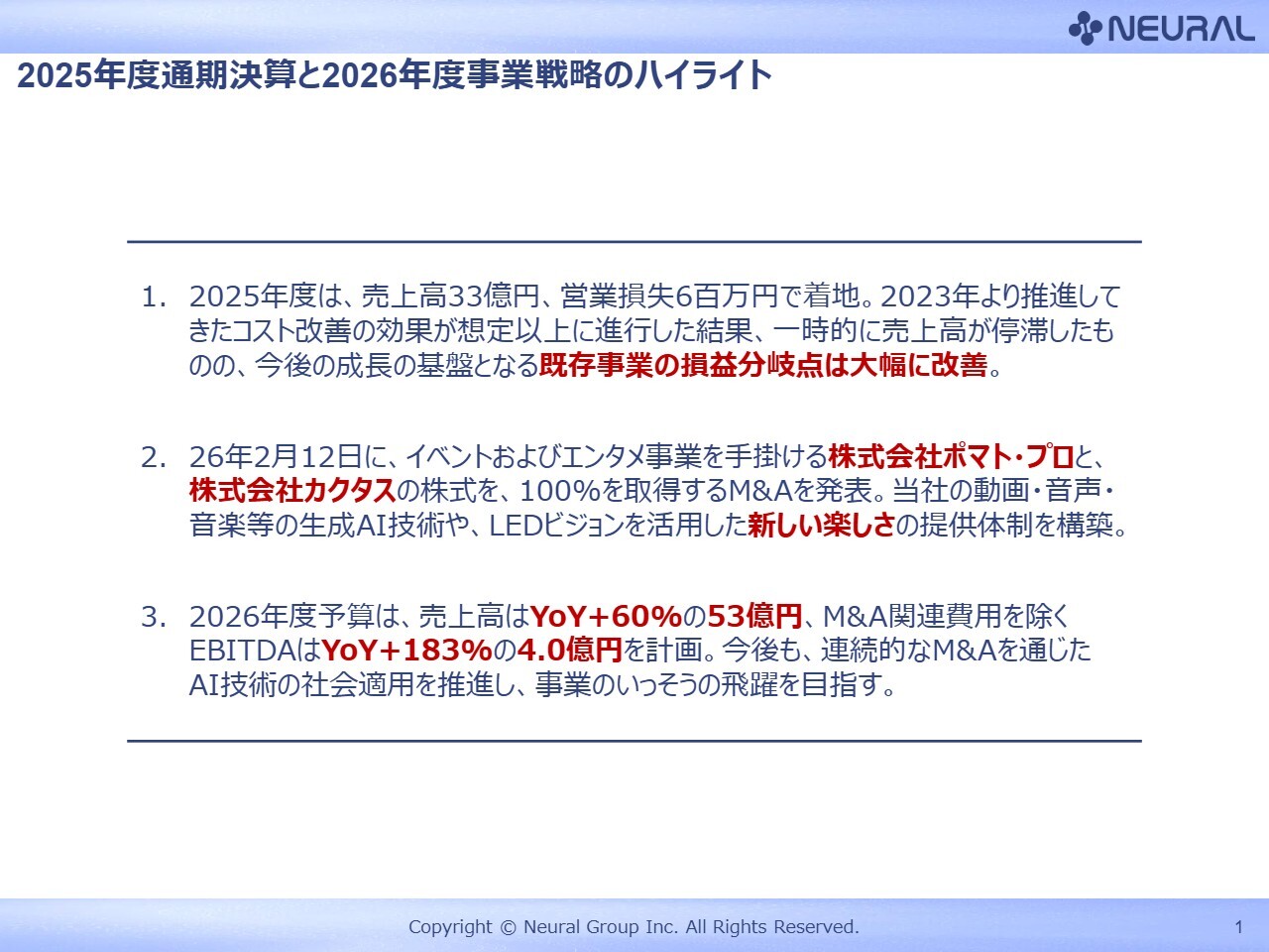 ニューラルグループ、5年間の事業基盤再構築を完了しM&Aで急速な成長ステージへシフト　AIで心躍る未来を創出