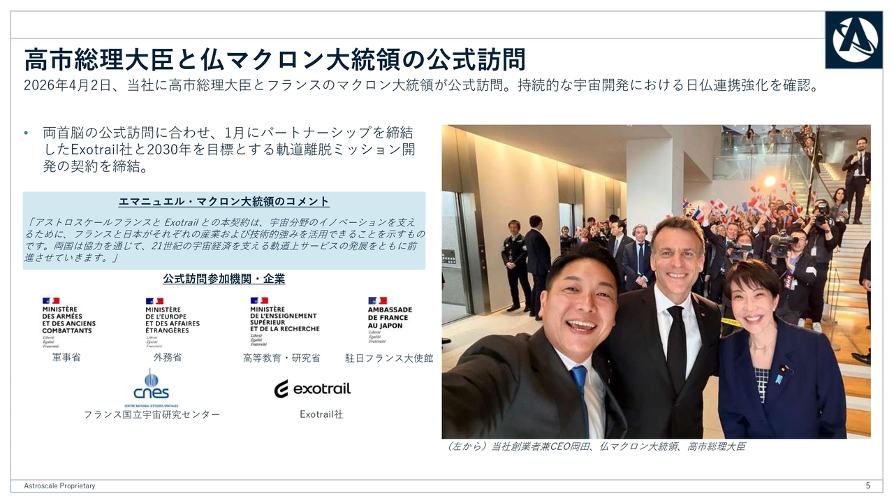 アストロスケールHD、 軌道上サービスの継続受注拡大へ　防衛案件と寿命延長サービスを成長ドライバーに