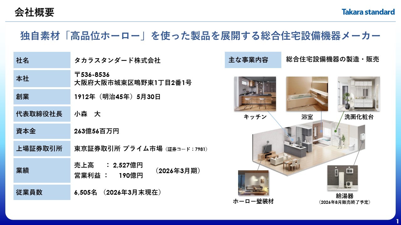 タカラスタンダード、売上高・各利益ともに過去最高、配当金も38円増と大幅拡充　来期も最高益の更新を目指す