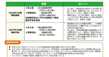 冨士ダイス、超硬素材の販売好調や外注費削減により増収増益　代表取締役2名体制で経営判断の質とスピード向上へ