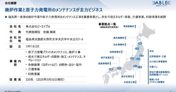 ビーエイブル上場会見、福島第一原発の廃炉作業を基盤に業容拡大　再稼働原発の定期検査を継続収益に、再エネ事業も推進