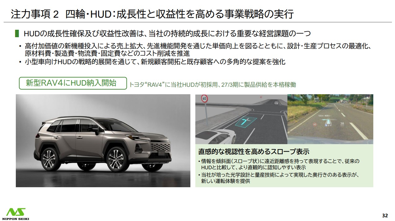 日本精機株式会社 2026年3月期 決算説明会資料 P32 https://www.nippon-seiki.co.jp/wp-content/uploads/ir_2025_4q.pdf