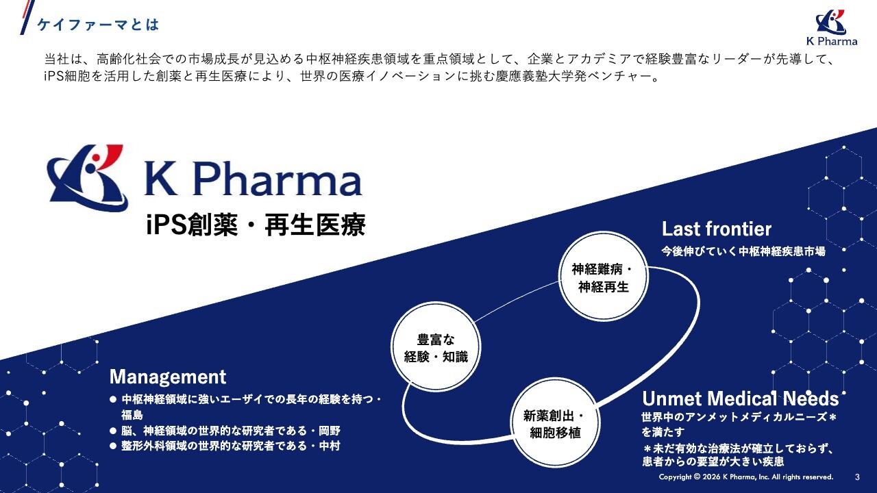 ケイファーマ、ALS治療薬「KP2011」国内フェーズ3に向け最終準備、亜急性期の脊髄損傷「KP8011」2027年中の治験届提出に向けて治験準備