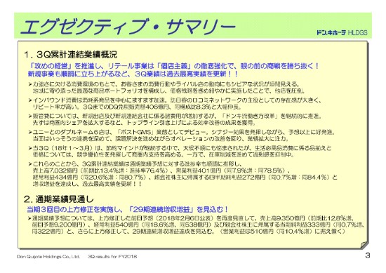 ドンキホーテHD、ユニーとのダブルネーム店が好発進　3Qで当期3回目の上方修正を実施