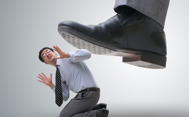 Bad,Angry,Boss,Stamping,On,Employee,In,Business,Concept