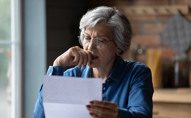 Ugly,News.,Distressed,Old,Age,Hispanic,Female,Check,Documents,At