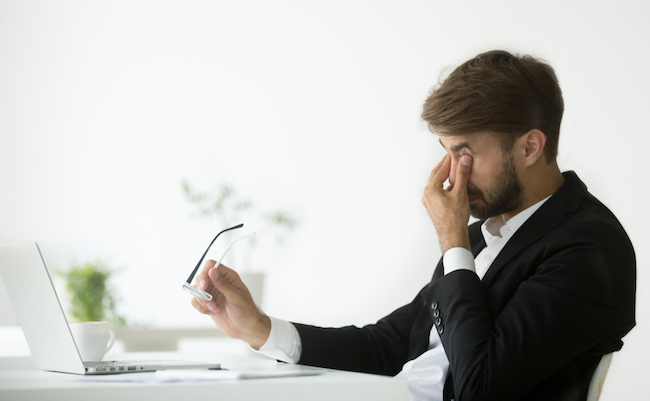 Eyes,Fatigue,At,Work,,Tired,Exhausted,Businessman,Suffering,From,Computer