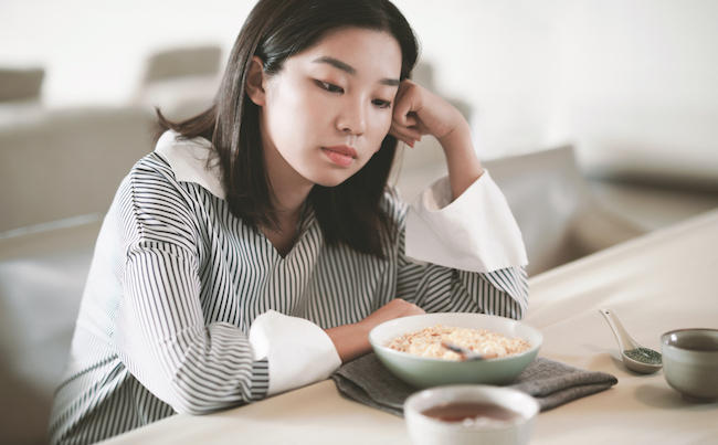 Asian,Young,Woman,Eating,Food