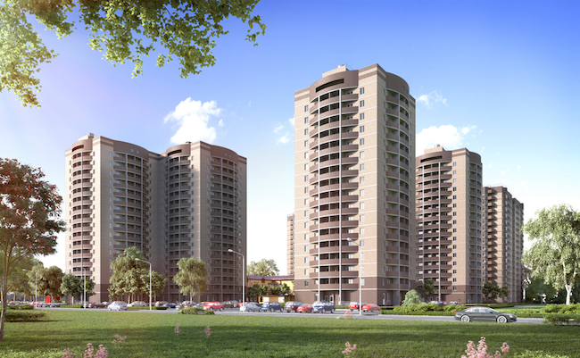 Modern,Residential,Complex,For,Young,Families,3d,Render,,3d,Illustration;,300