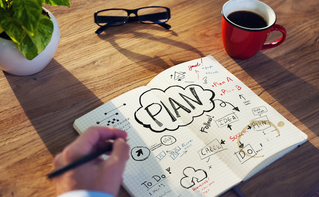 Businessman's table Planning Business Issue