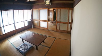 AICHI, JAPAN - DECEMBER 7, 2016 : Fish-eye view interior of traditional Japanese housing in Shinshiro, Aichi Prefecture, Japan.