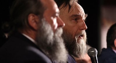 Bucharest, Romania - April 05, 2017: Aleksandr Dugin, Russian political analyst, strategist, writer and philosopher, holds a press conference in Bucharest.