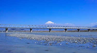Mount Fuji and the Fuji River Iron Bridge