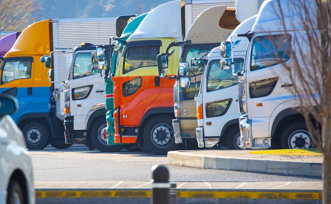 Parking of colorful truck in Japan.