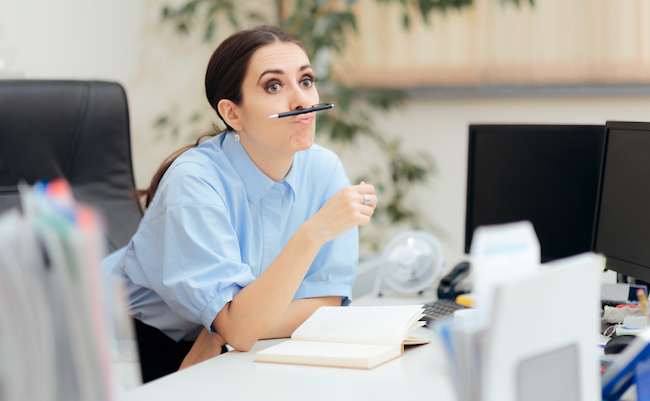 Bored,Business,Woman,Spending,Time,At,The,Office.,Lazy,Corporate