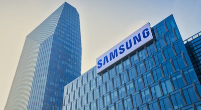 Milan, Italy - February 18, 2017: Samsung sign on headquarters building in Milan, Italy. The Samsung Group is one of the largest electronics companies in the world.