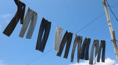 Hanging jeans in Japanese Jeans' street