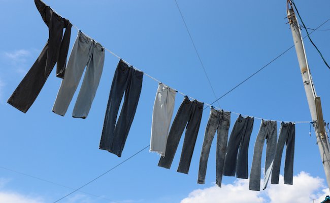 Hanging jeans in Japanese Jeans' street