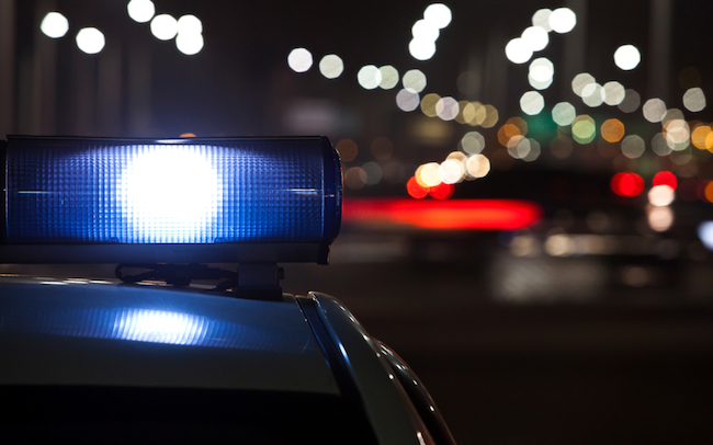 Police,Car,At,Night,,Lights,Flashing,In,Seoul