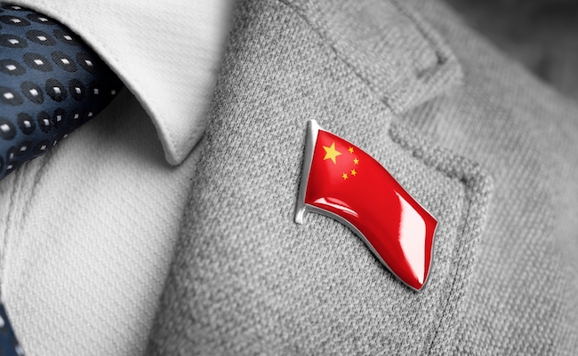 Metal,Badge,With,The,Flag,Of,China,On,A,Suit