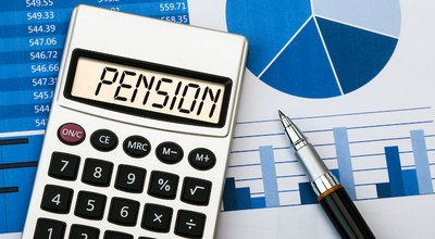 pension concept displayed on calculator