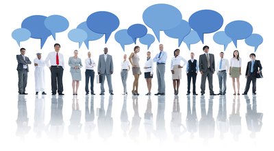 Group of Business People Talking with Speech Bubbles