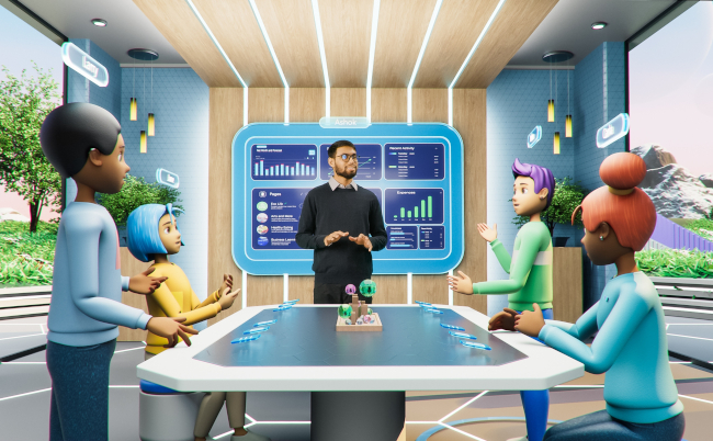 Online,Business,Meeting,In,Virtual,Reality,Office.,Project,Manager,Talking