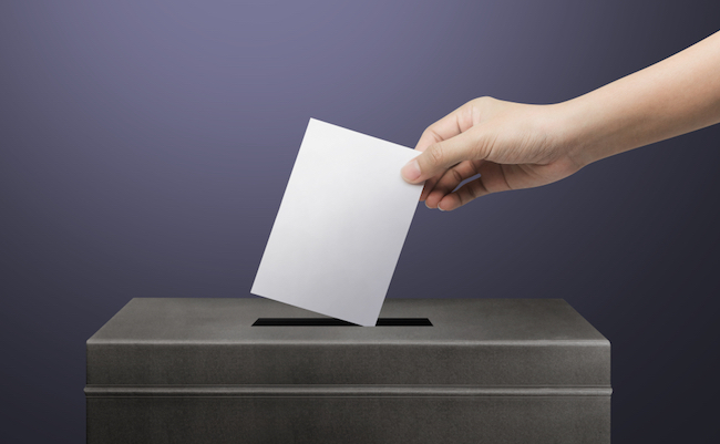 Hand,Holding,Ballot,Paper,For,Election,Vote,Concept,At,Place