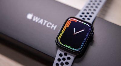 BANGKOK,THAILAND-OCTOBER 26: View of the New Apple Watch Serie 7 Nike Edition on Its Box on October 26,2021