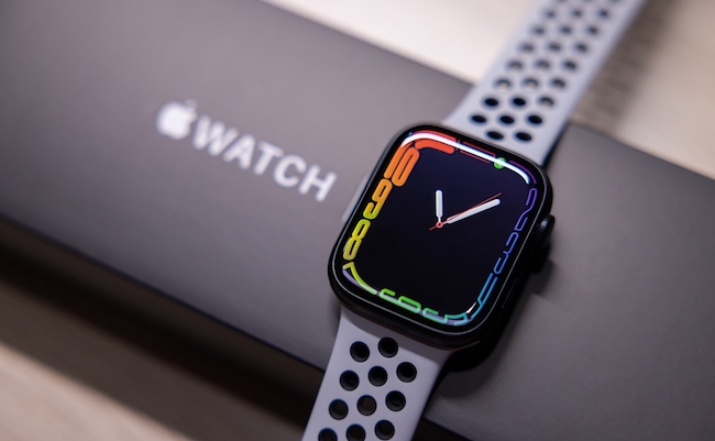 BANGKOK,THAILAND-OCTOBER 26: View of the New Apple Watch Serie 7 Nike Edition on Its Box on October 26,2021