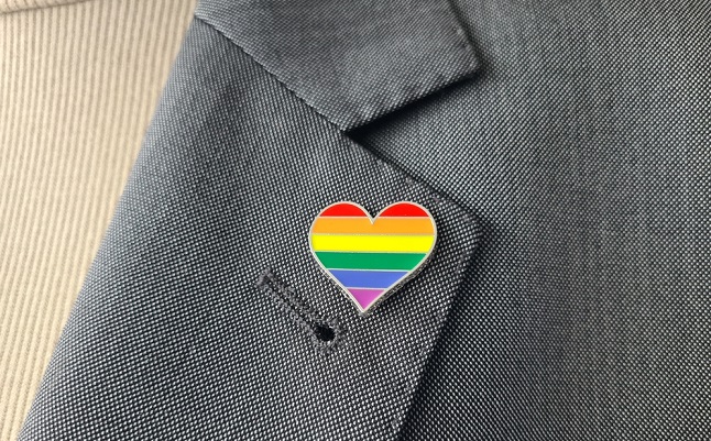 Closeup,Of,Lgbt,Flag,Pin,Attached,To,Business,Suit.,Lgbt