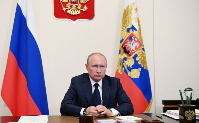 Russian,President,Vladimir,Putin,Addresses,The,Nation,Via,Teleconference,At