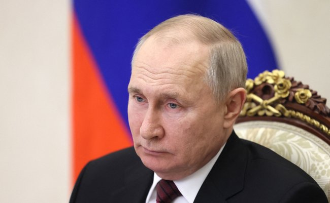 Moscow, Russia, February 2023, Russia president Vladimir putin in meeting