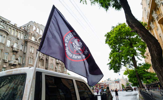 Russia,,Rostov-on-don,,24.06.2023.,Flag,Of,Pmc,Wagner,On,The,Streets