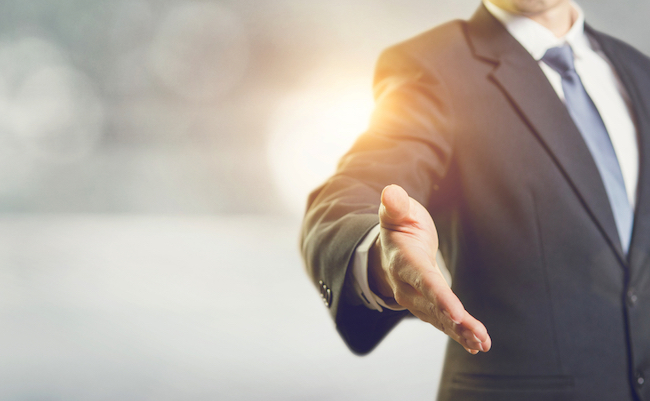 Business,Man,Open,Hand,Ready,To,Seal,A,Deal,,Partner