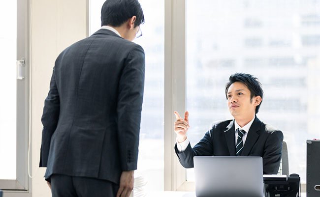 Scolding manager and employee concept.